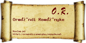 Ormándi Reményke névjegykártya